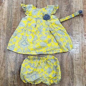 NWOT Yellow and Gray Floral Dress Set for Kids